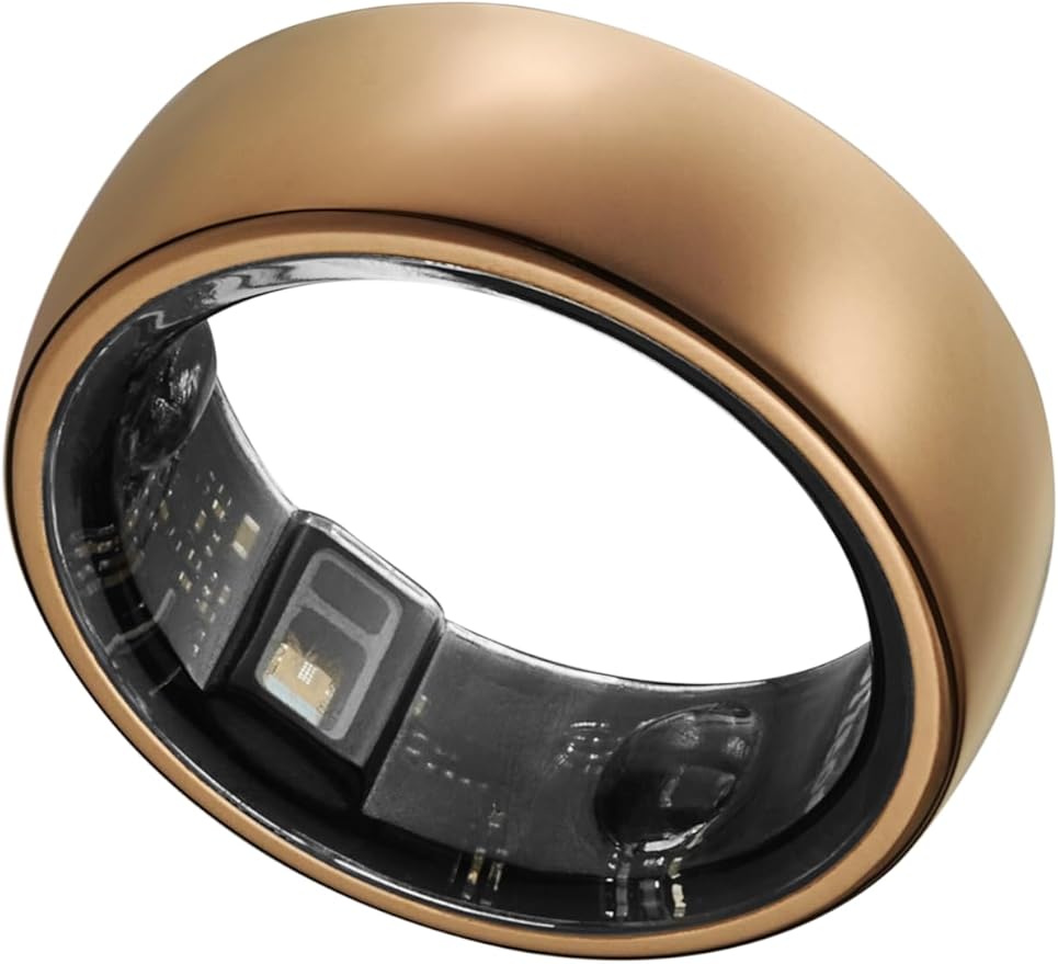 Smart Ring, Activity Trackers, Sleep Ring, Fitness Tracking, Stress Tracker, Heart Rate, Meditation, Temperature, Respiratory, No App Subscription, Women, Men, iOS, Android (Rosegold, 7)