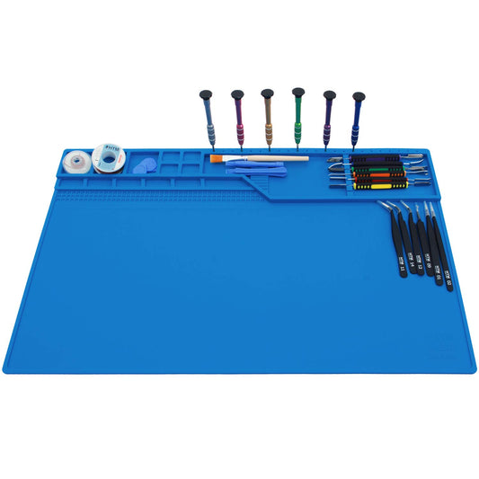 Hengtianmei Heat Insulation Silicone Repair Mat with Scale Ruler and Screw Position for Soldering Iron, Phone and Computer Repair Size: 22 x 14 Inches (H-203)