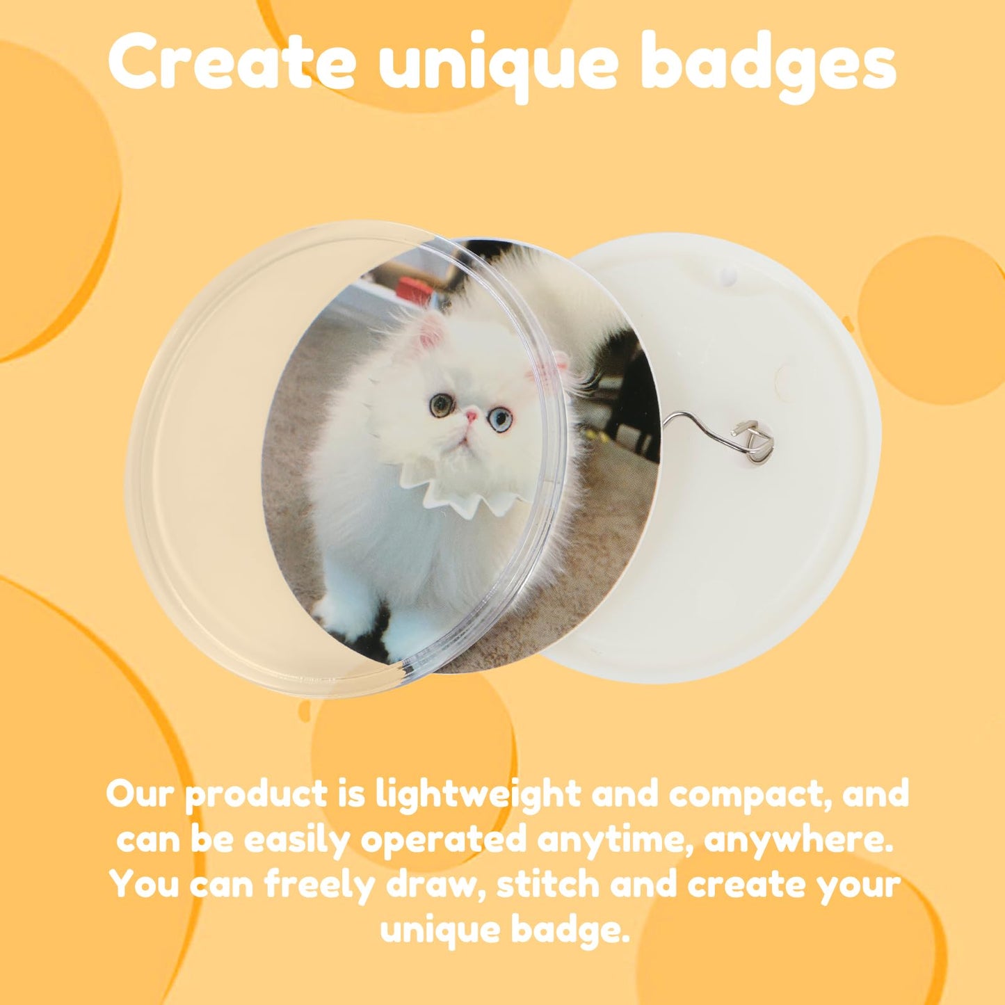 LUCKQUE Button Maker Machine, 55mm DIY Badge Punch Press Set with 48 Button Parts and Circle Cutter, Ideal DIY Round Pin Maker Machine Kit for Crafting Projects