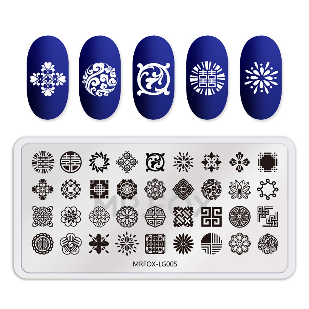 MR.FOX Nail Board Set - Chinese, Republic, Ancient Style Wedding Theme Pattern - Bubble Republic Style Art DIY Hot Stamping Template