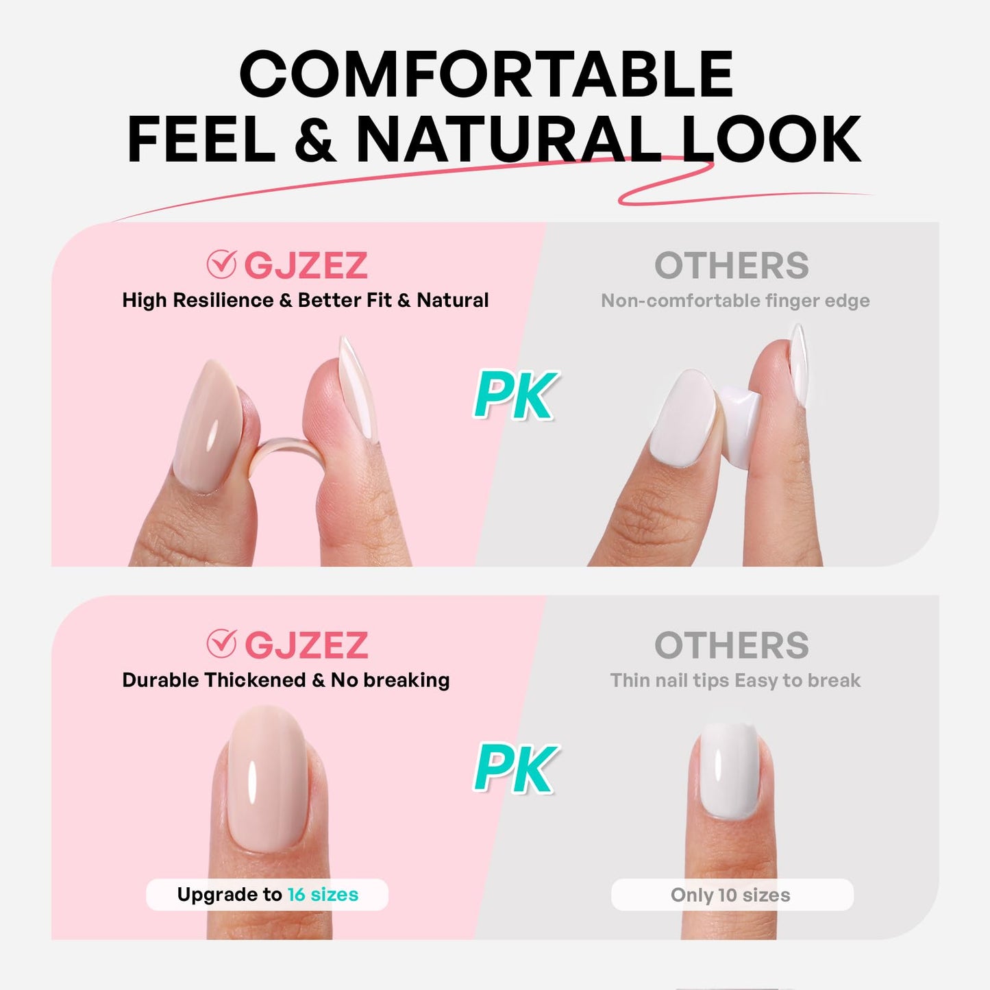 Pink Cat Eye Press on Nails Short - GJZEZ Soft Gel Pink Shimmer with Silver Bow Charm Coquette Almond Fake Nail Press ons Gifts for Women, Cute Glam Reusable Faux Nail in 16 Sizes 32 PCS, Velvet Bows