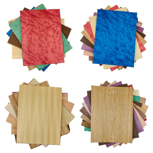 Wood Veneer Variety Pack 40 Pieces 6.6" x 9" Domestic Exotic for Marquetry, Inlay, Woodworking Projects and Making Finger Skateboards Each Texture Color is Different
