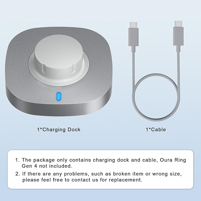 Compatible with Oura Ring Gen 4 Charger Size 11, Fast Charging Dock with USB-C Cable