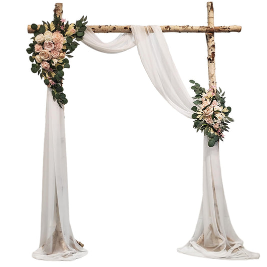 Garvee Arch Flowers with Drapes Kit (Pack of 3) - Includes 2Pcs Artificial Flower Arch Decor & 1Pcs Drapes, for Wedding Ceremony Bouquets Reception Backdrop Decoration, White