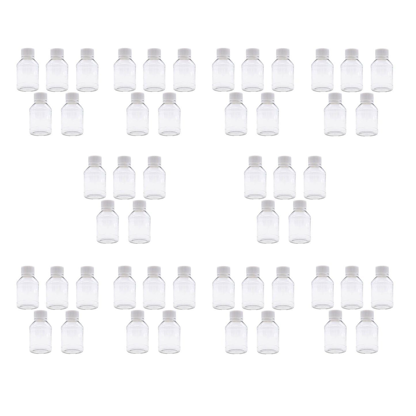 TRENDBOX Pack of 50 - Clear Empty PET Mini Storage Bottles Hard Plastic Durable Turn Screw Cover Cap Round Filling Liquid Rhinestones Water Container