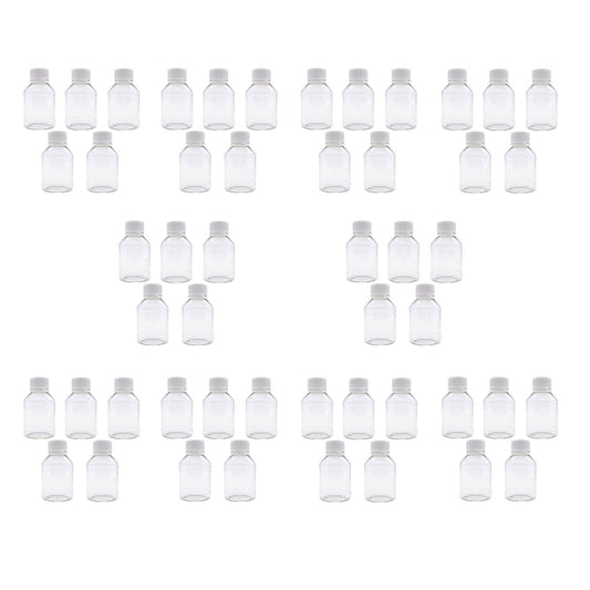 TRENDBOX Pack of 50 - Clear Empty PET Mini Storage Bottles Hard Plastic Durable Turn Screw Cover Cap Round Filling Liquid Rhinestones Water Container
