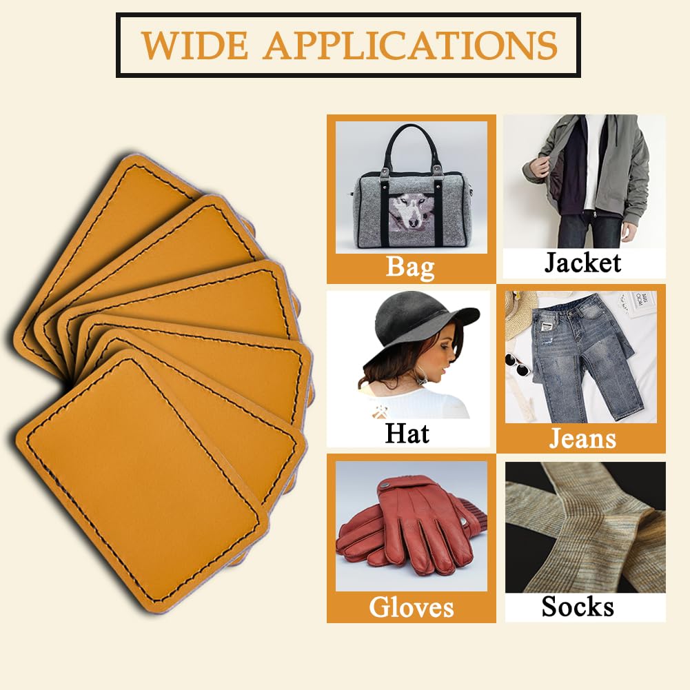 15Pcs Blank Leatherette Hat Patches with Adhesive Rustic Leatherette Rectangle Patch Real Leather Patches for Hats Custom Fabric Repair Sew Laser Supplies Clothes Bags DIY Crafts 3 x 2 Inches (Yellow)
