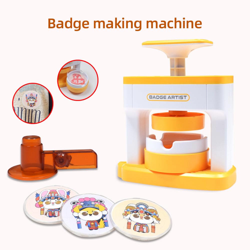 Button Maker Machine, 55mm/2.16in Pin Maker with 48pcs Button Parts and 48pcs Random Pictures Ergonomic Handle Buttons Makers for Children Gifts (5.9 x 4.9 x 2.7in)