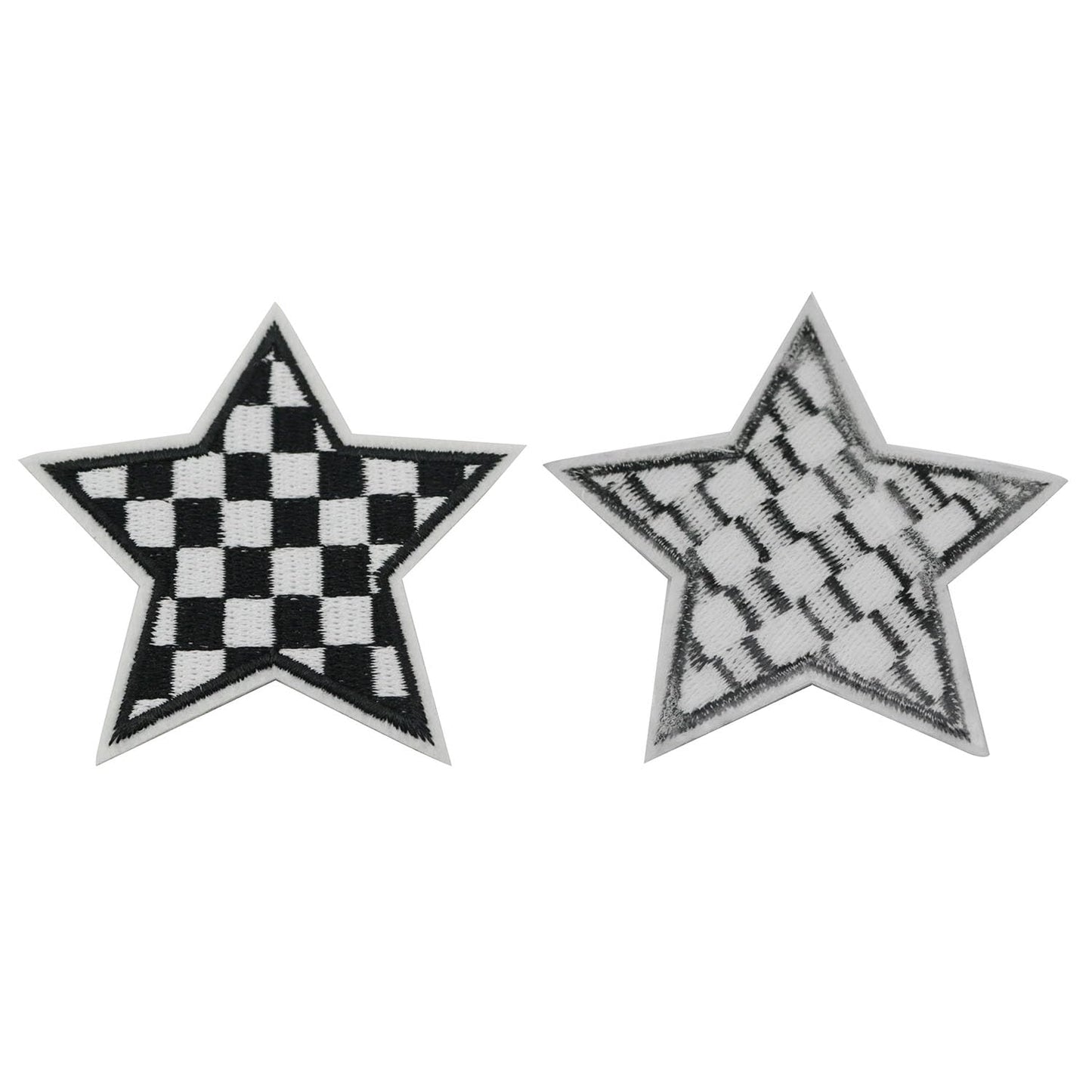XGNG 20pcs Black and White Star Plaid Iron-On Fabric Patch Clothes Decoration Embroidery Patch