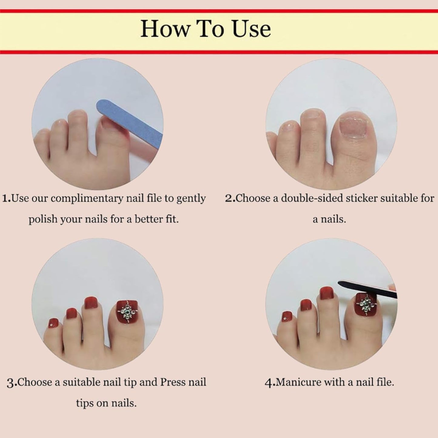 CTTHNBD Press on Toenails Short - Summer Fake Toenails with Butterfly Flower Charms Design - French Tip Press on Toenails for Women 24 Pcs
