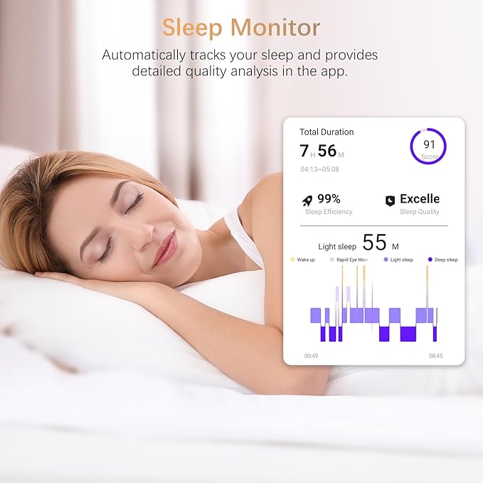 Fit Ring, Smart Health Rings for Women Men with Heart Rate,Blood Oxygen,HRV,Stress Level, Sleep Monitor, Step Tracker, No Subscription Fee, IP68 Waterproof Smart Ring for iphone &Android (Gold, 13#)