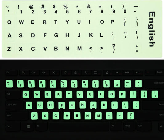 CaseBuy 2PCS Pack Universal English Keyboard Stickers Glow in The Dark, Keyboard Letters Stickers for Computer Laptop