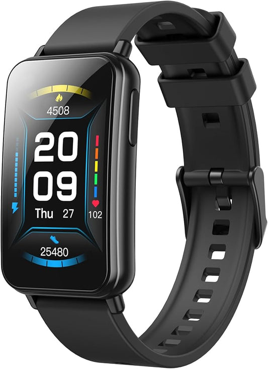 Parsonver 5ATM Waterproof Fitness Tracker, Swimming Smart Watch with Step Counter, Stopwatch, Pedometer, 24/7 Heart Rate/Blood Oxygen/Sleep Monitor, 110+ Sports Mdoes, Smartwatch for Men Women, Black