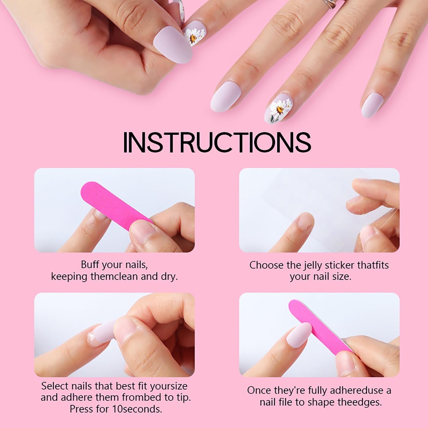LOPMNGHT Press on Nails Medium Square Nails Artificial Acrylic Fake Nail Light Blue Starfish with Glitter Powder Design Glossy Stick on Nail Full Cover Reusable Coffin Fingernails for Women 24Pcs