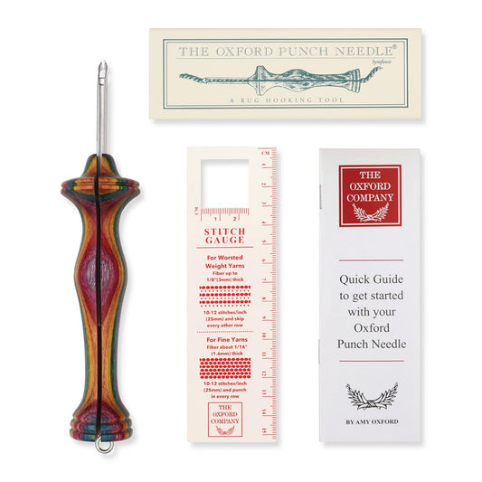 The Oxford Punch Needle #10 (1/4 inch Loop) Fine Point Punch Needle | Patented Design | Ergonomic Colorful Symfonie Wood Handle | Electropolished Steel Tip | Ideal for Rug Hooking
