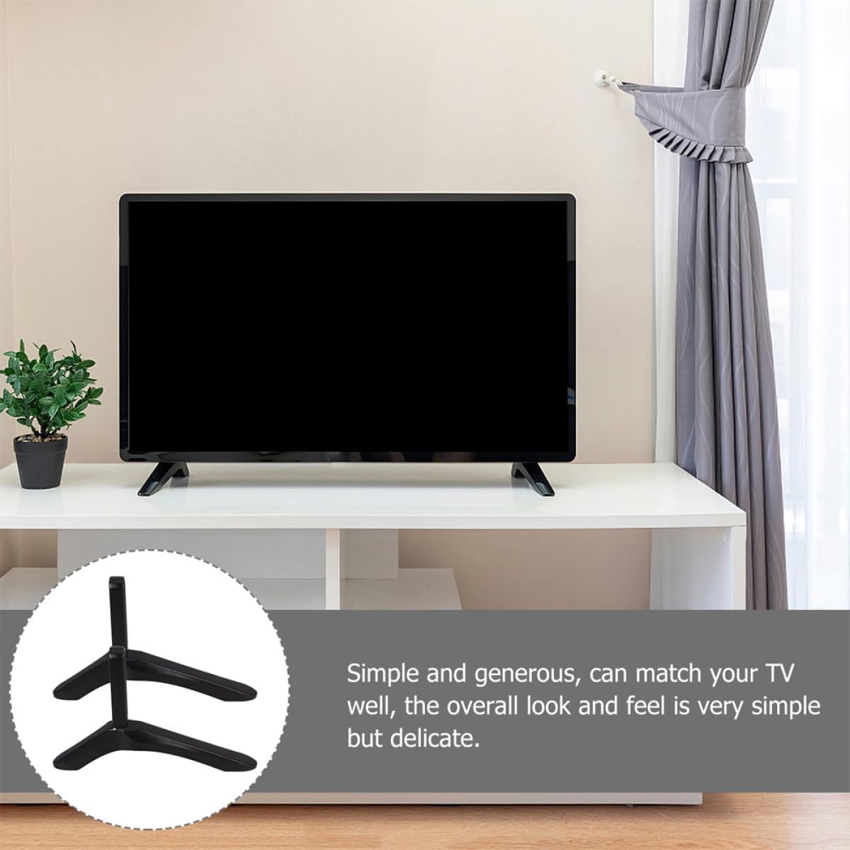SHOWERORO Universal Aluminum Alloy TV Stand Base for Small Flat Screen Tvs No-Drill Heavy Duty Desktop Mount for Living