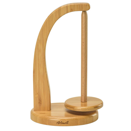 Yarn Holder for Knitting and Crocheting,Crochet Gift for Knitting Lovers,Wooden Yarn Spinner for Crochet by Artowell (Original Bamboo Color)