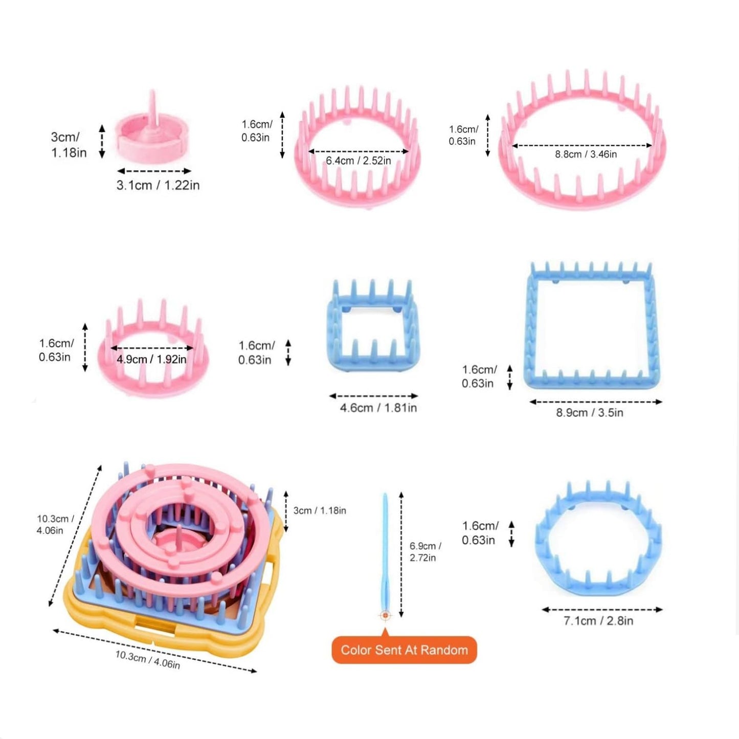 Ayasee Weaving Loom Kit, Flower Knitting Loom Kit, Frame Looms, Knitting Wool, Round/Square Knitting Looms Craft Kit Multi Color (Flower Maker + Yarn)