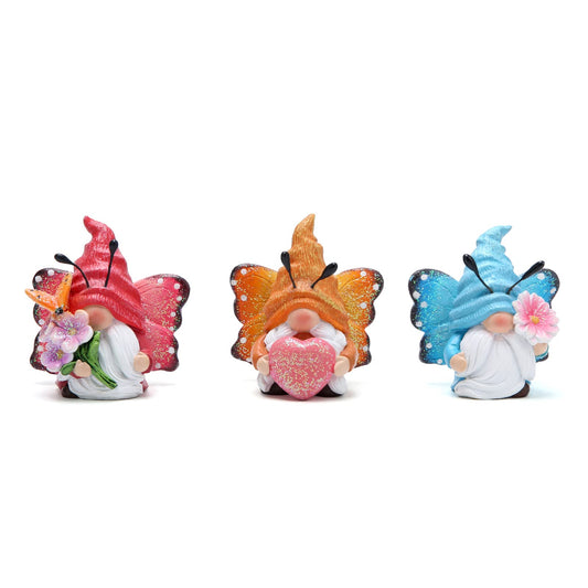 Hodao 3PCS Spring Butterfly Gnomes Decorations Butterfly Elves Ornaments Scandinavian Tomte Elf Figurines Decor for Home, Porch, Garden Table Decor Garden Gifts for Mom, Grandma, Women