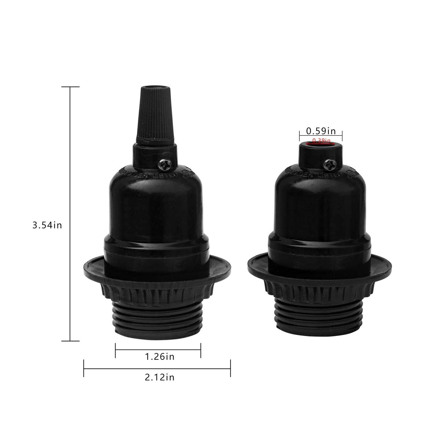 atiyoc Black Light Socket - 2Way Knob Turn on Off Settings,E26 Base Standard Screw in Heat Fire Resistant Edison Retro Pendant Plastic Lamp Holder for Table Floor Lamps,DIY Project,6pack