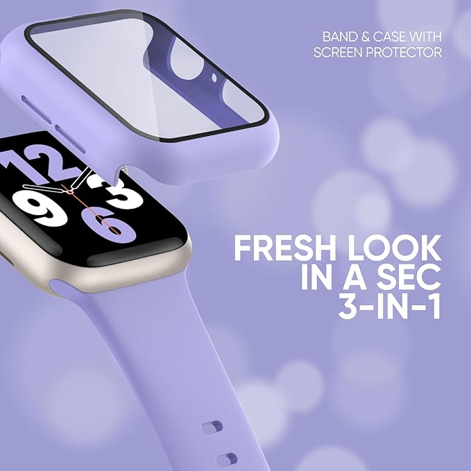 Compatible for Apple Watch Series 11 10 Band 42mm and Case with Screen Protector, Soft Silicone Sport Strap Bands and Protective Cover with Tempered Glass for iWatch Series 11 10