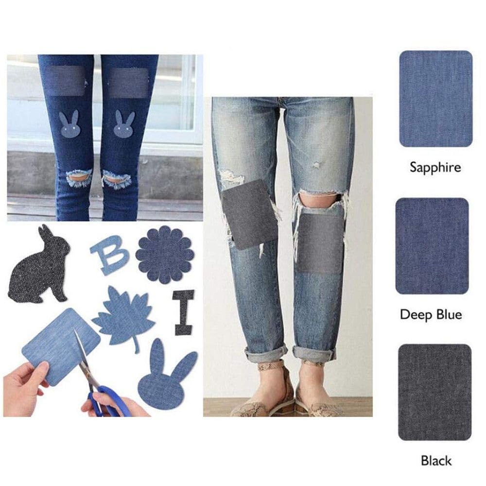 Amcupider Denim Iron On Patches for Jeans Inside Repair Heavy Duty Invisible Fabric Patch for Clothing Jackets Bags Jean Patches (12 pcs Oval and 12 pcs Rectangle)