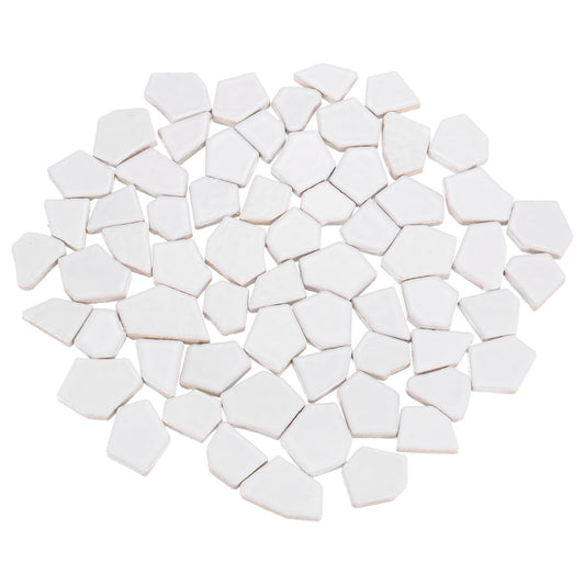uxcell 500g/1.1LB Irregular Ceramics Mosaic Tiles, 2.3-4.2 cm Bulk Stained Ceramic Mosaic Pieces Stones Mosaic Kits for DIY Art Craft Projects Home Decor, White