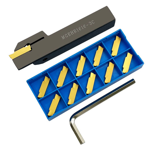 ASZLBYM Lathe Grooving Tool Holder Grooving Cut-Off Tool Holder MGEHR1616-3 With 11pcs MGMN300-M Indexable Carbide Grooving Inserts