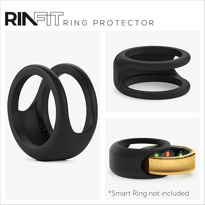 Rinfit Smart Ring Protector - Silicone Ring Enhancer for Active Lifestyle and Gym - StyleFit U.S. Design Patent - Black, Size 11