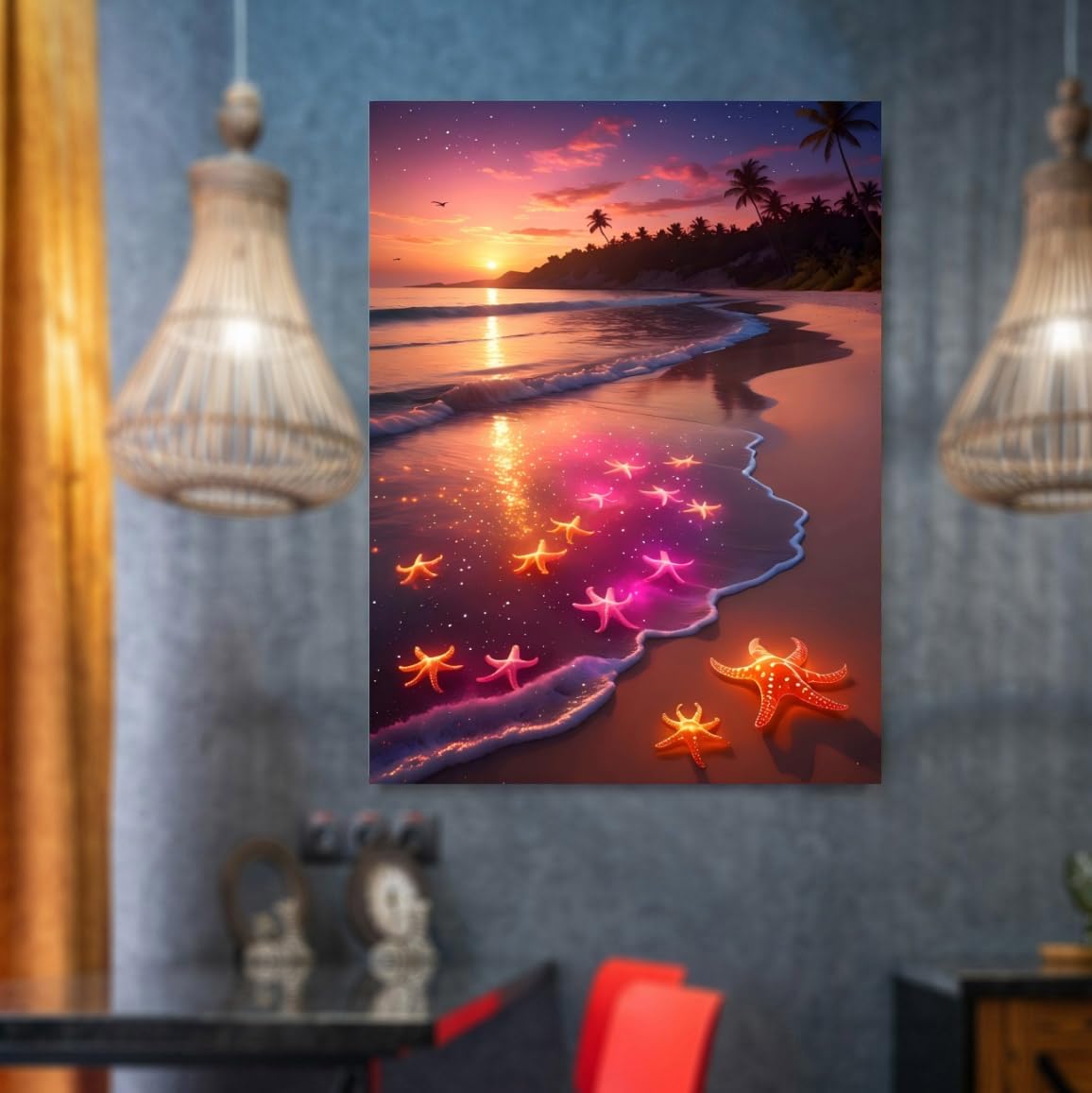 Lovepefe Beach Diamond Art Painting Kits for Adults, 4 Pack Seaside Paint with Diamond Kit for Beginners DIY Full Drill Gem Art Home Wall Decor 12 X 16 Inch
