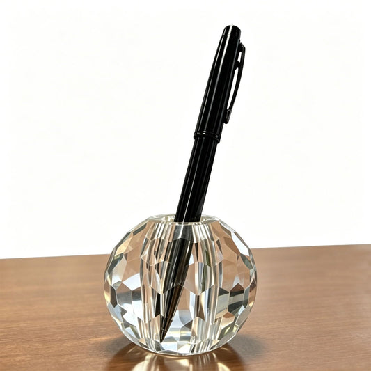 Jeejunye Crystal Pen Holder, 2.36 Inch Single Hole Pen Stand, Light Refracting Desktop Organizer for Fountain Pen, Makeup Brush, Wedding Guest Book, Home Office Desk Decor