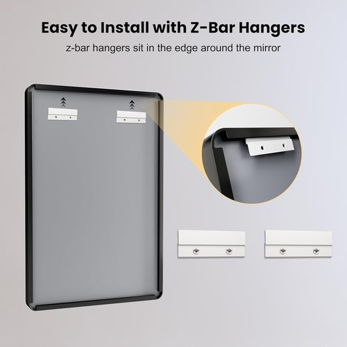 LOAAO Black Metal Framed Bathroom Mirror - 20x16 Inch Rounded Rectangle, Anti-Rust, Versatile Hanging Options