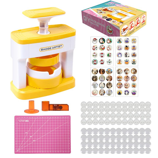Button Maker Machine 55mm(2.16inch),DIY Pin Badge Button Maker,Button Press Machine with 48Pcs Button&Pictures&Circle Cutter&Cutting