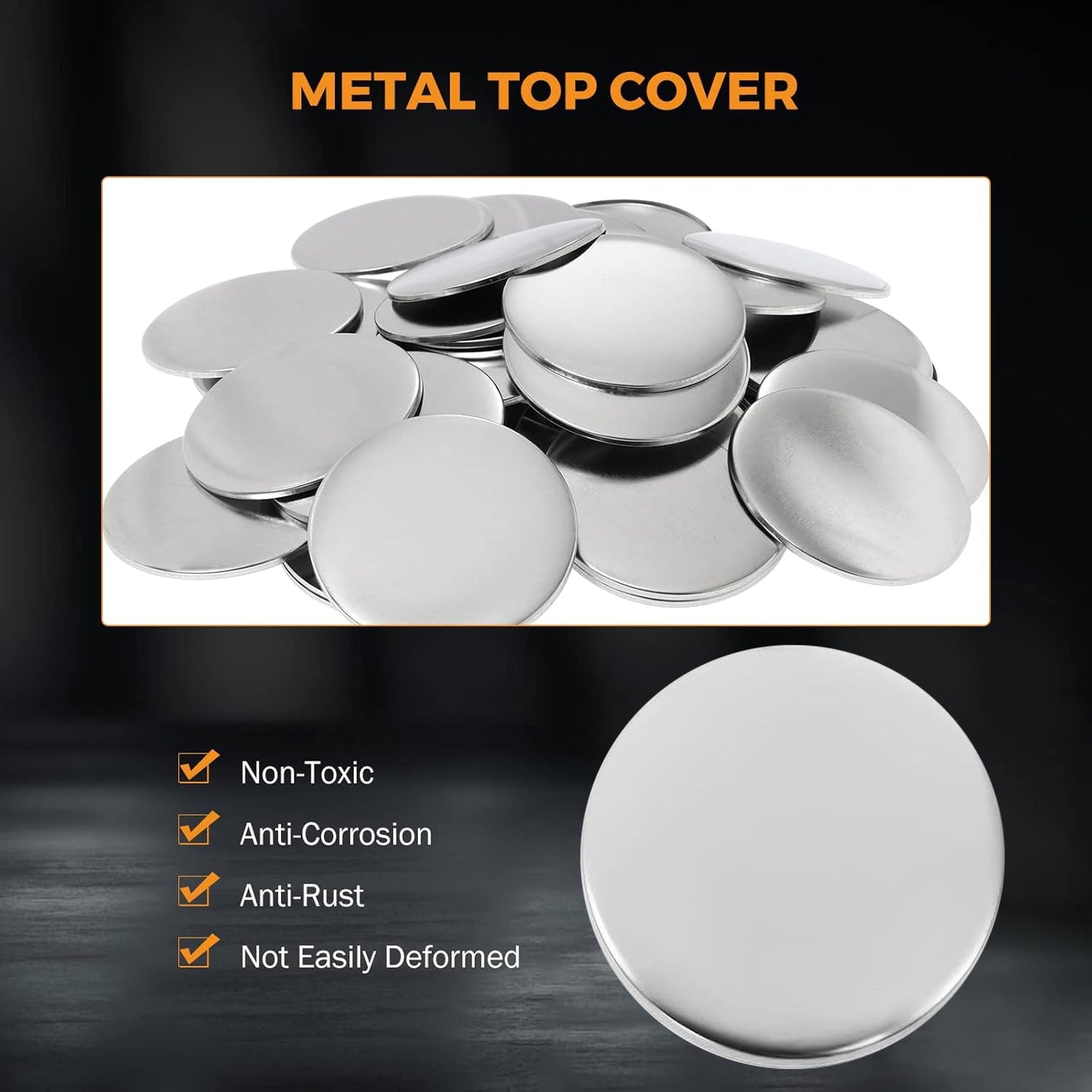 100 Sets 58mm / 2.25 in (Approx. 2-1/4 inch) Button Making Supplies for Your Round Button Maker Machine, Including Metal Covers, Metal pin Back Cover, Clear Plastic Film, Blank Paper & Gasket