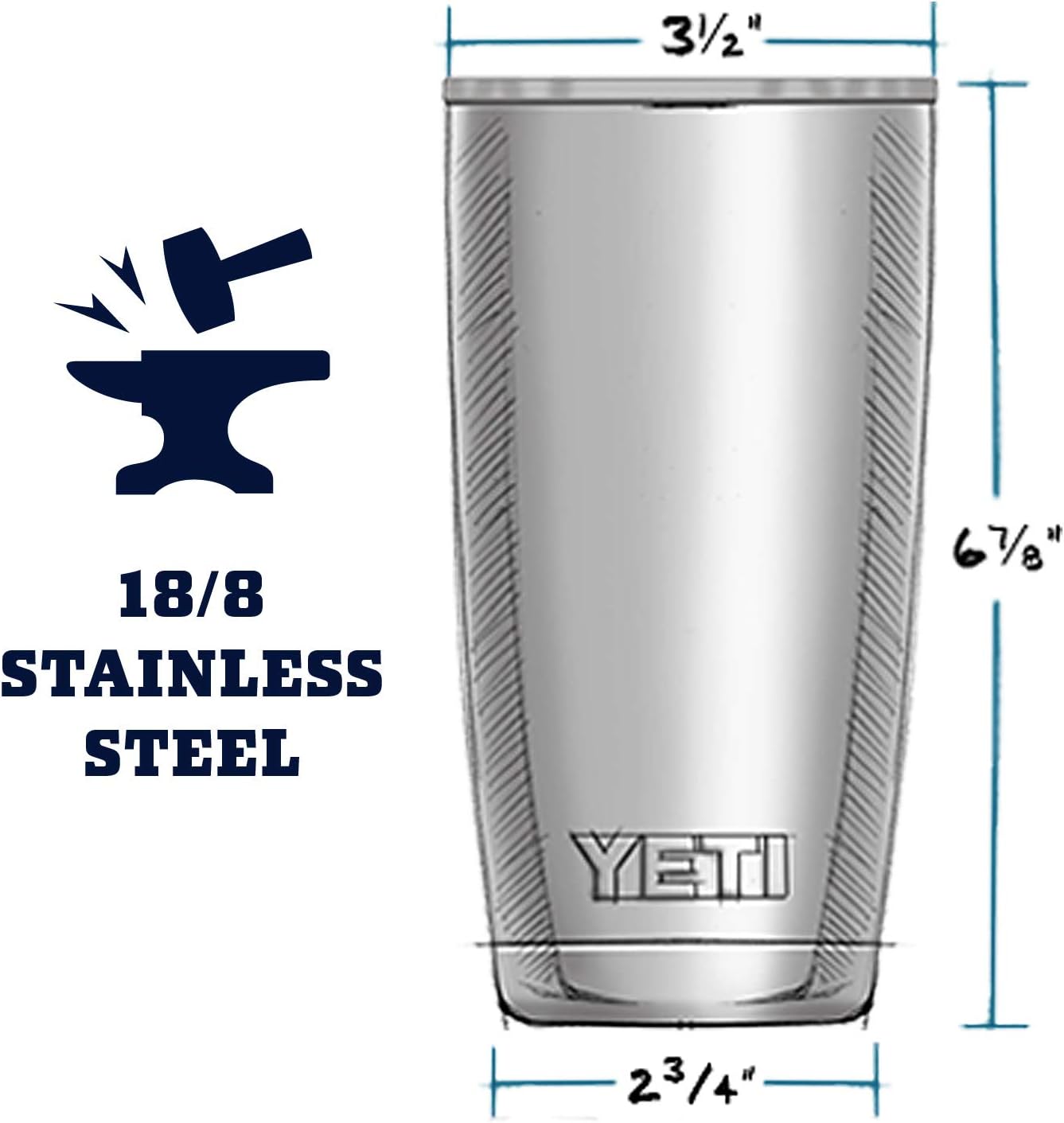 YETI Rambler 20 oz Stainless Steel Tumbler - Vacuum Insulated with MagSlider Lid for Hot & Cold Drinks