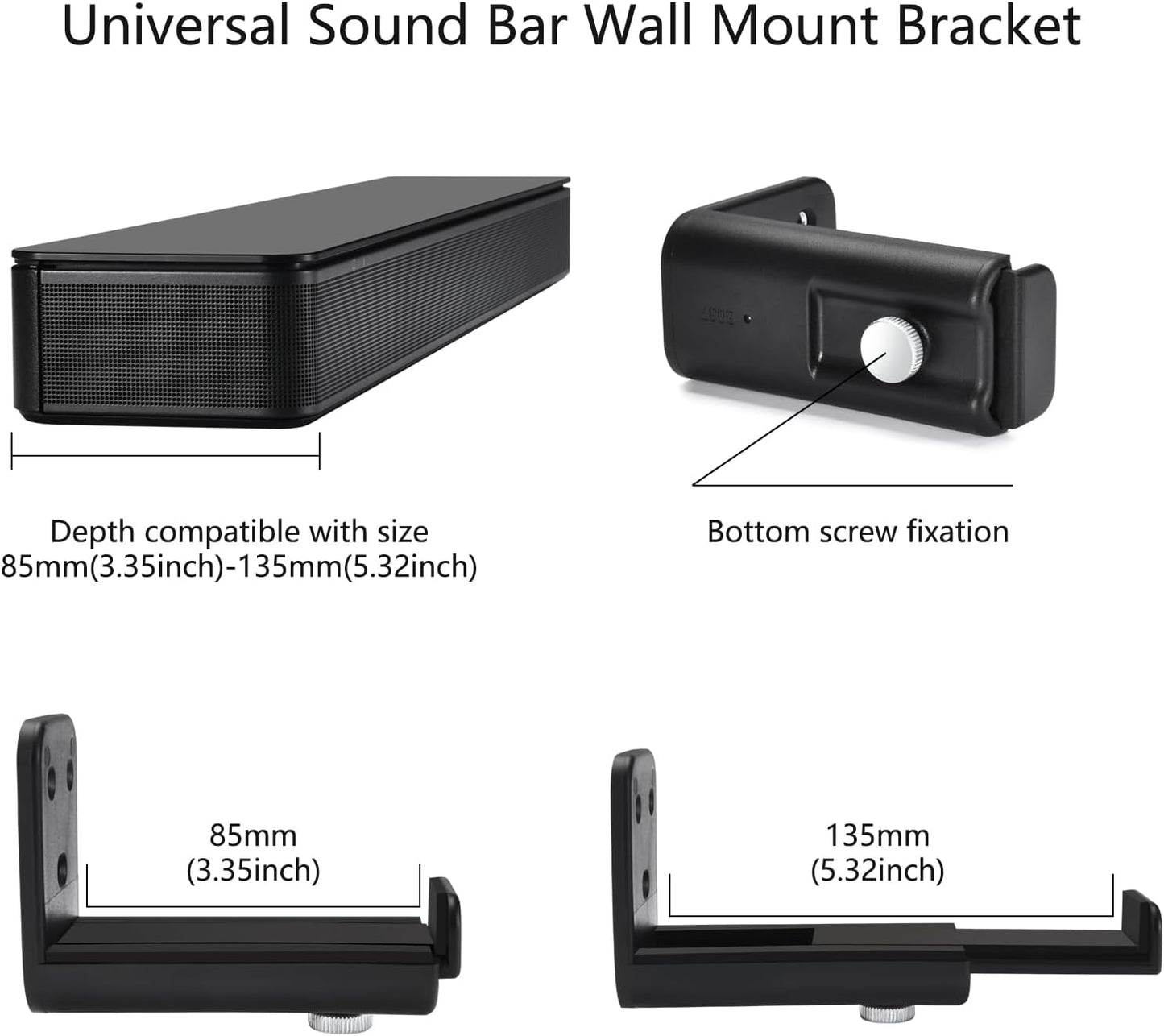 KECHICHENGYUN Soundbar Wall Mount,Easy to Install Anti Drop Universal Sound bar Mounts under TV,Adjustable Soundbar
