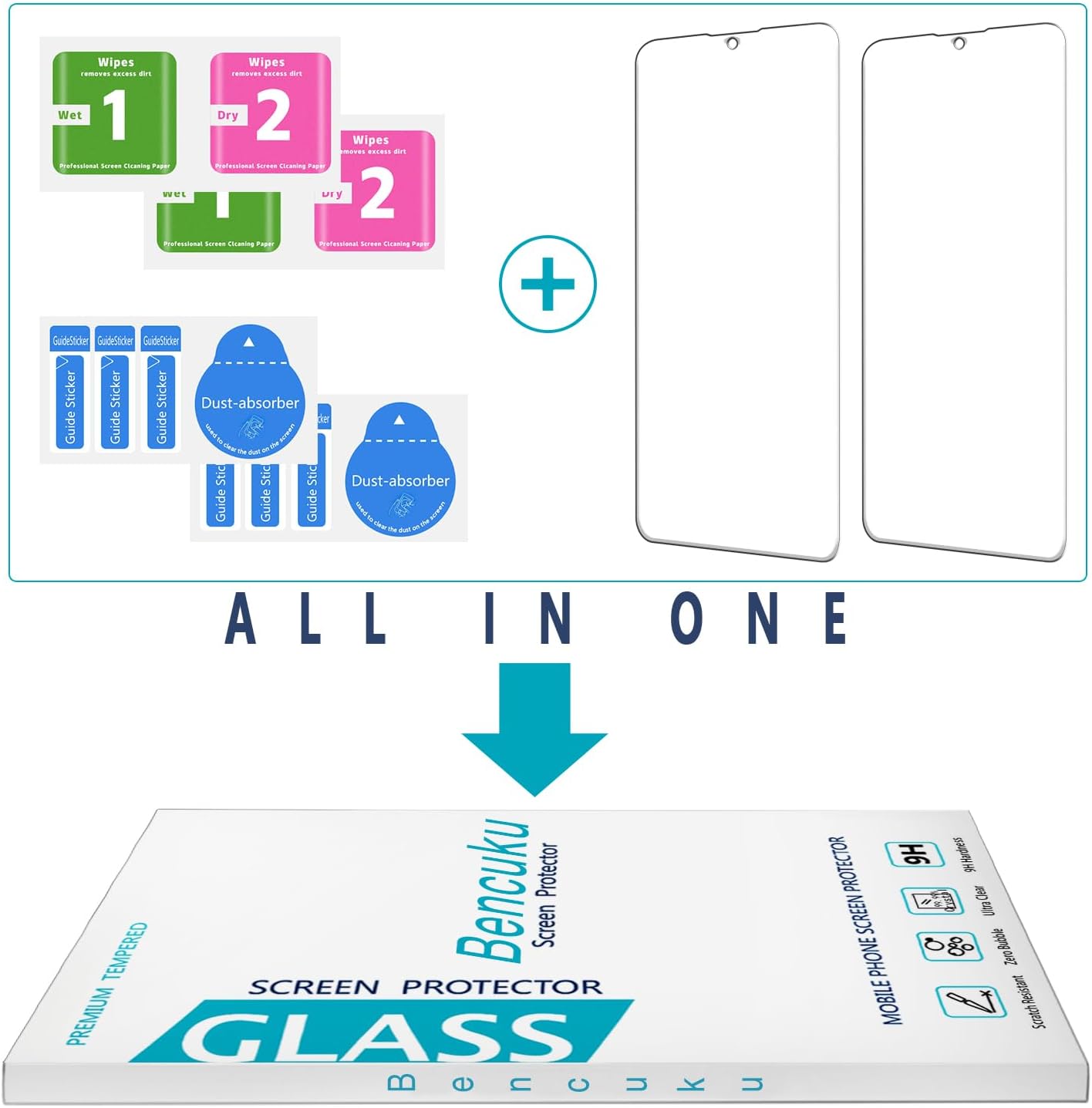 (2 Pack) S23 9H Designed for Samsung Galaxy FE Tempered Glass Screen Protector, Hardness, Anti Scratch, Bubble Free