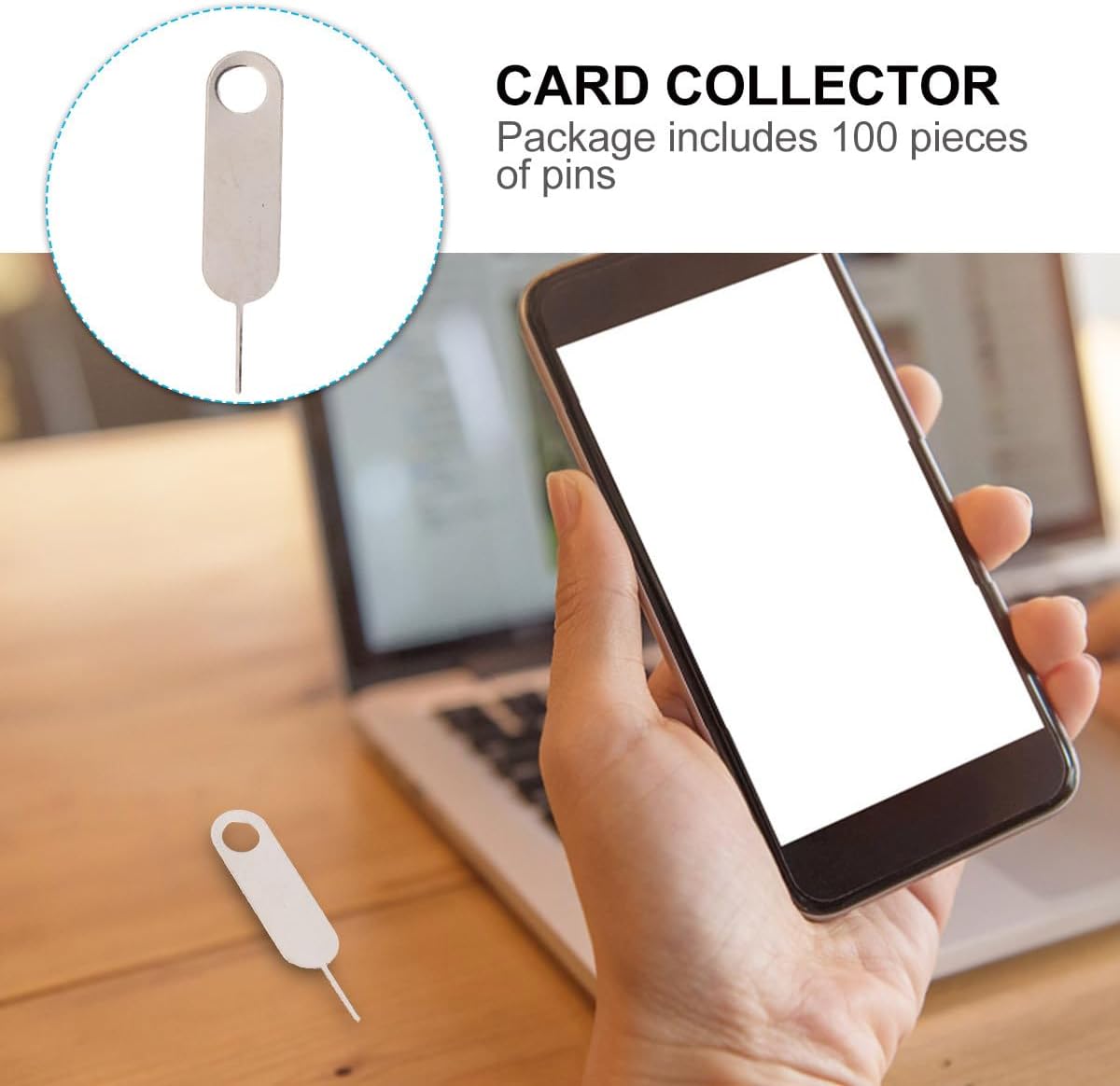 100pcs Set Toddmomy Universal Sim Pin Ejector Tool for Mobile Phones, Hard Steel Material, Compatible with Smartphones