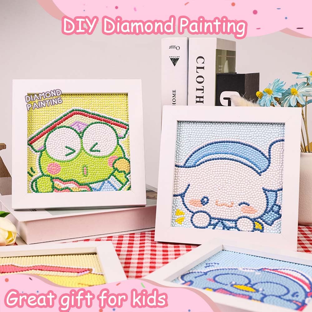 Akutoer Cute Anime 5D Diamond Drawing Kits, Gem Arts & Crafts Supplies with Frames, Cartoon Painting with Diamond, DIY Paint Supplies for Kid(Pocho)