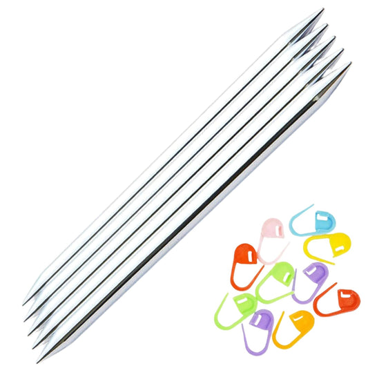 KnitPro Nova DPN Double Pointed Knitting Needles 8 inch, Size 1.5 (20cm, 2.50mm) with 10 Colorful Stitch Markers