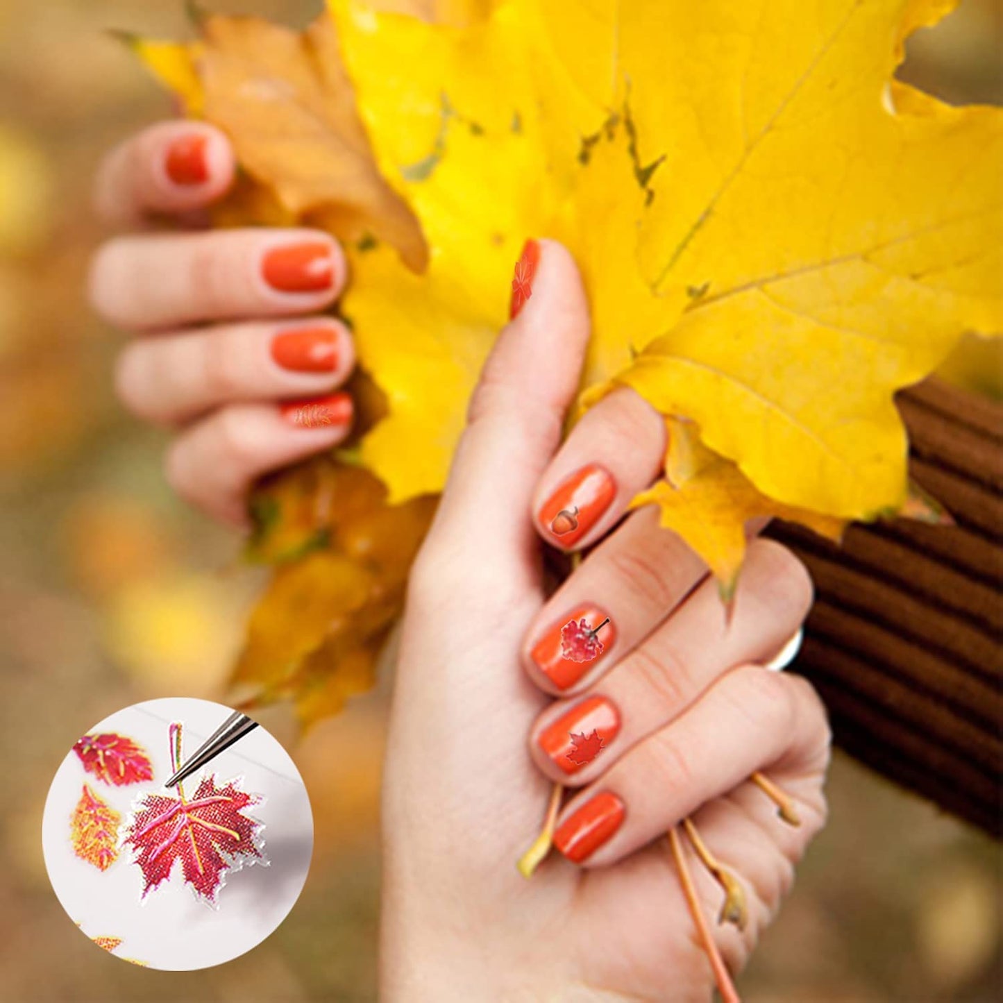 9 Sheets Thanksgiving Nail Art Stickers with 8 Sheets Flowers Nail Art Stickers