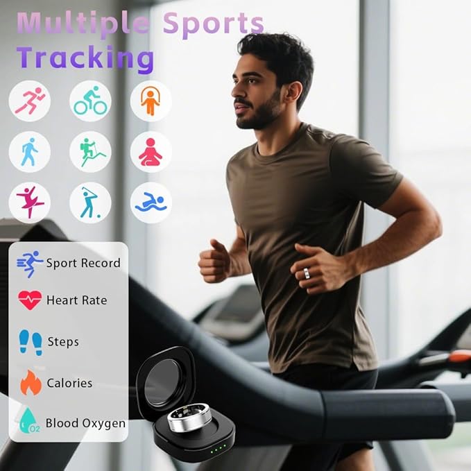Smart Ring for Women Men ??Activity Tracker Ring with Heart Rate, SpO2, Blood Pressure, Sleep Monitoring, Step & Calorie Counter, 5ATM Waterproof, No Subscription Fee (Silver, 10)