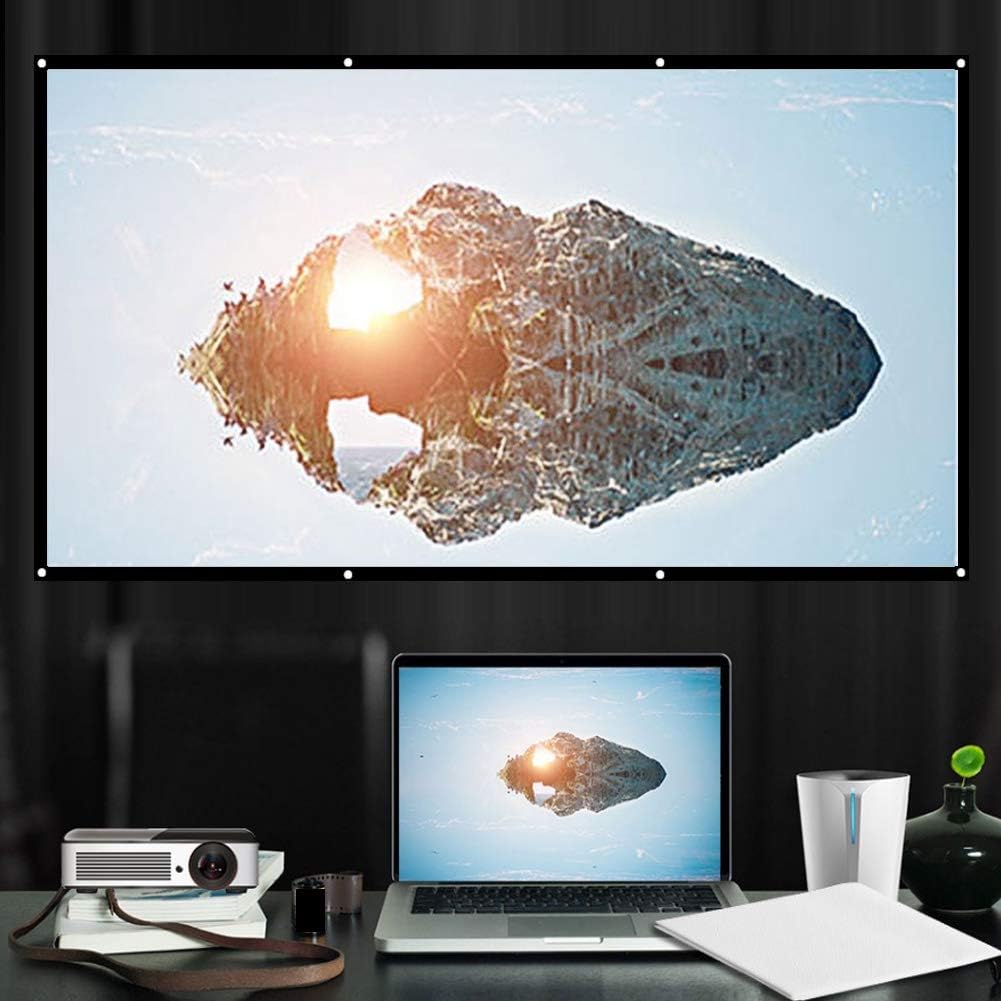 VBESTLIFE 84 Inch 16:9 Portable Projector Screen, HD Foldable Projection Screen White Thicken Outdoor Screen Movie
