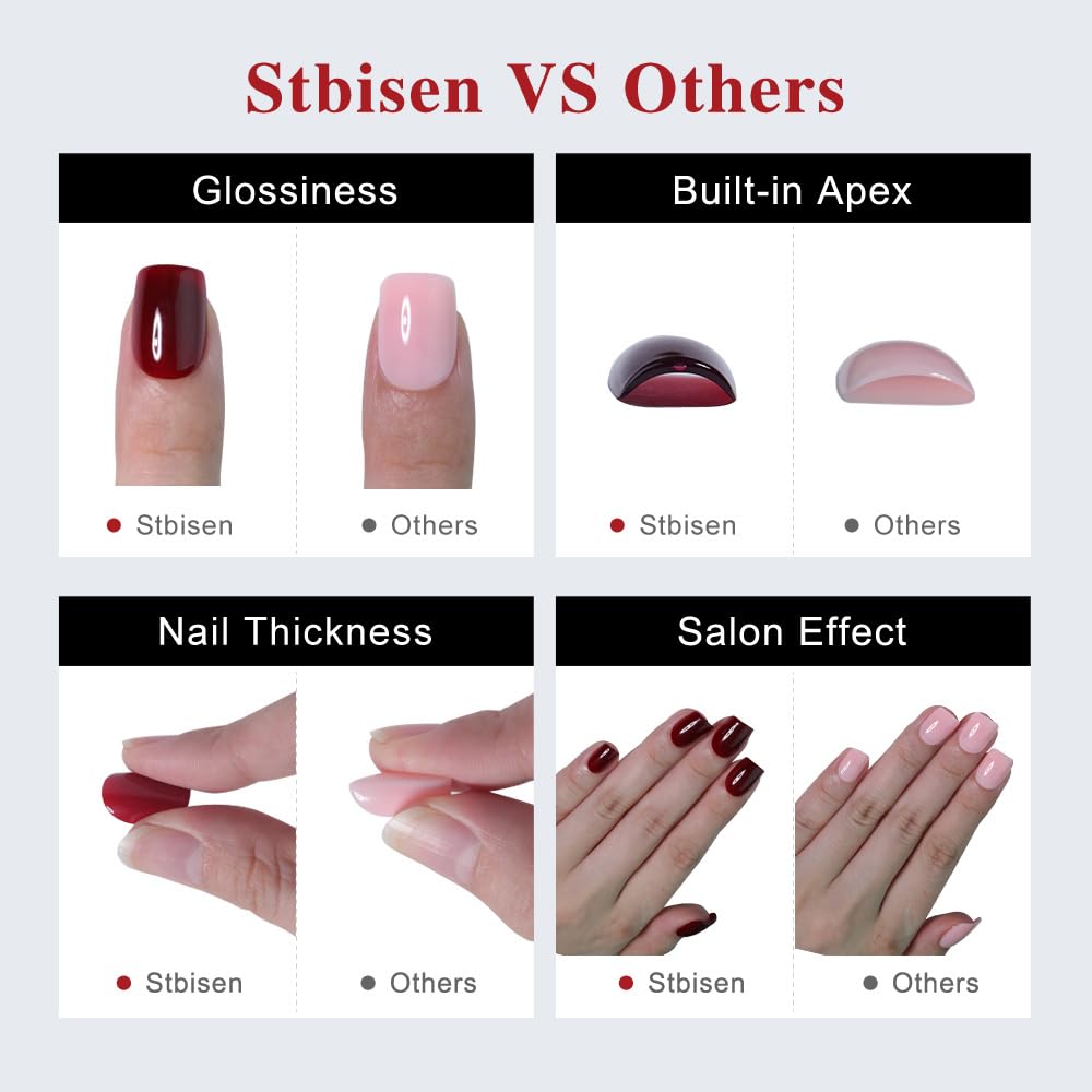 Stbisen Dark Brown Press On Nails, Short Square Soft Gel Fake Nails with Gold Leaf Accents & Glitter Design, Glossy Acrylic Look, Thick Natural Glue On Nails for Women Gift, Suitable for Work, 30Pcs