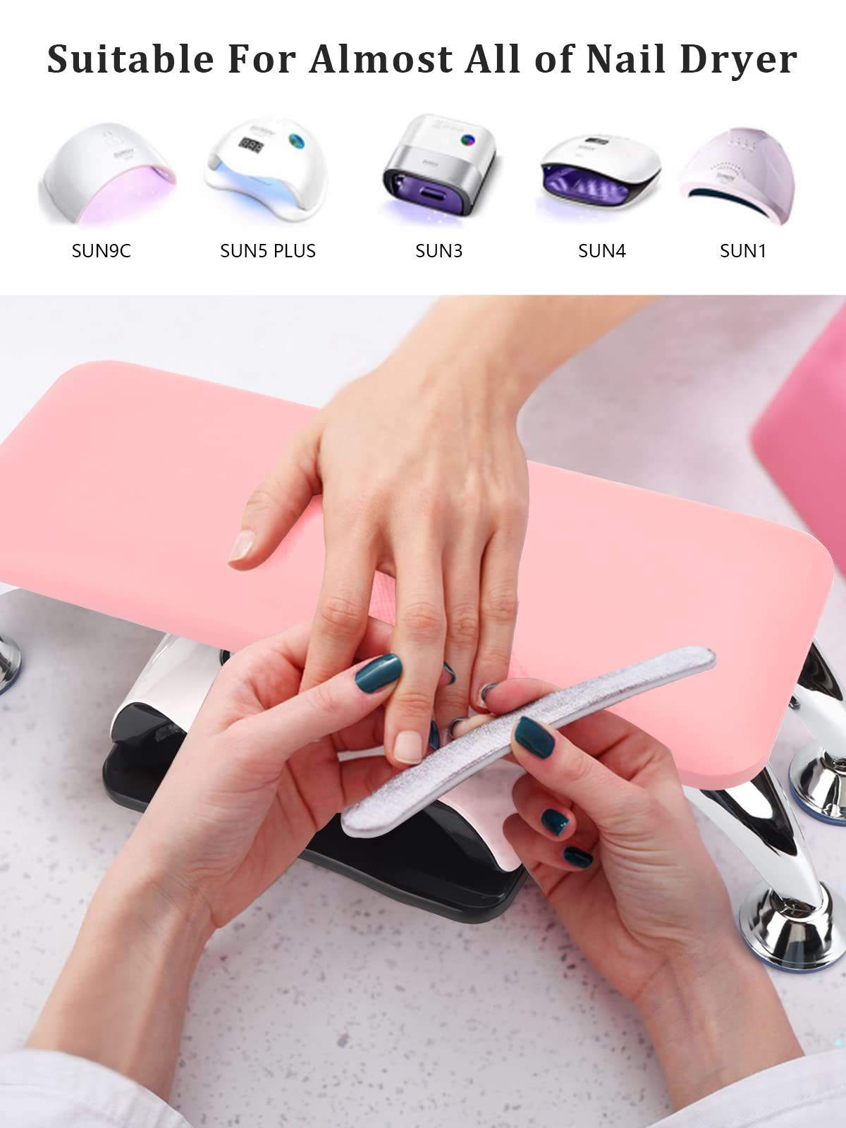 Big Arm Rest for Nails Cushion, Microfiber Leather Hand Rest for Nails Tech, Hand Rest Pillow for Nails Toenails, Detachable Nail Art Accessories Tool for Nails Tech (Pink)