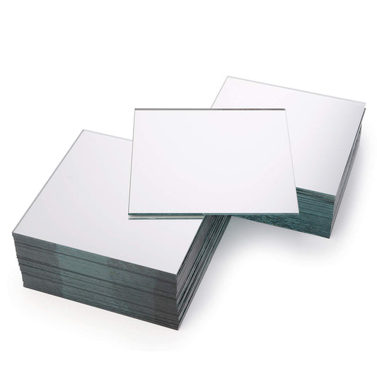 Suwimut 50 Pack Square Glass Mirror Tiles, 4x4 Inch Small Decorative Glass Mirror Squares Bulk for Table Centerpieces, Crafts, Wall, Mosaics, DIY Home Projects, Decorations