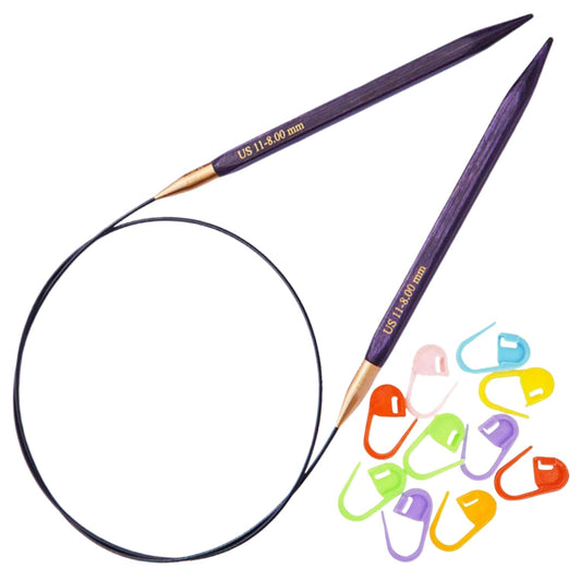 KnitPro J'Adore Cubic Circular Knitting Needles 32 inch, Size 6 (80cm, 4.00mm) with 10 Colorful Stitch Markers