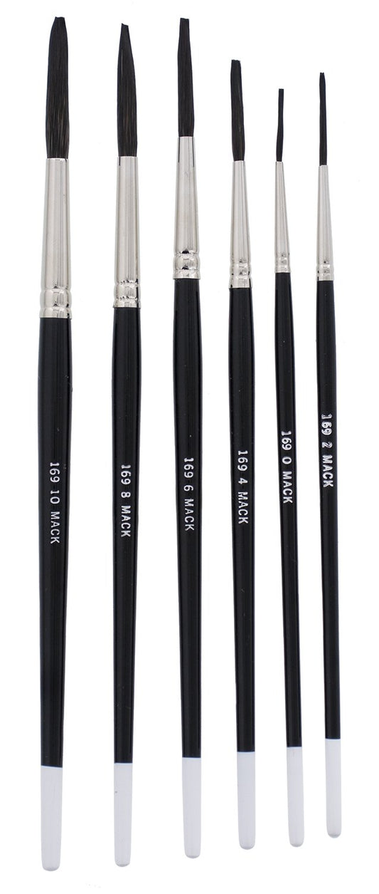 Andrew Mack Brush AM169-0-10 Series 169 Blue Squirrel and Black Synthetic Mix Quill Sizes 0-10 Pinstriping Brushes