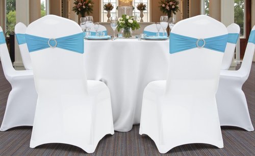 MDS Spandex Chair Sashes - Premium Stretch Covers with Buckle Slider for Weddings | Blue, Pack of 100