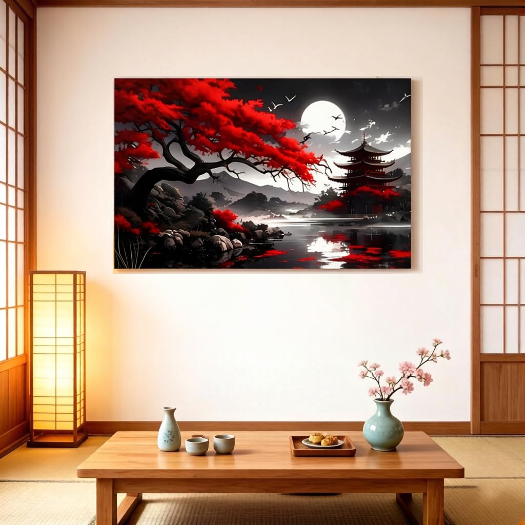 Large Diamond Painting Kits for Adults - 5D Moon Mountain Diamond Art Kits for Adults,DIY Full Drill Crystal Rhinestone Gem Art Painting with Diamonds Home Wall Decor 23.6 X 15.7inch
